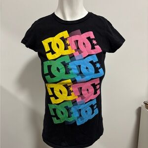 DC Y2K Black Tee with Multicolor Logo